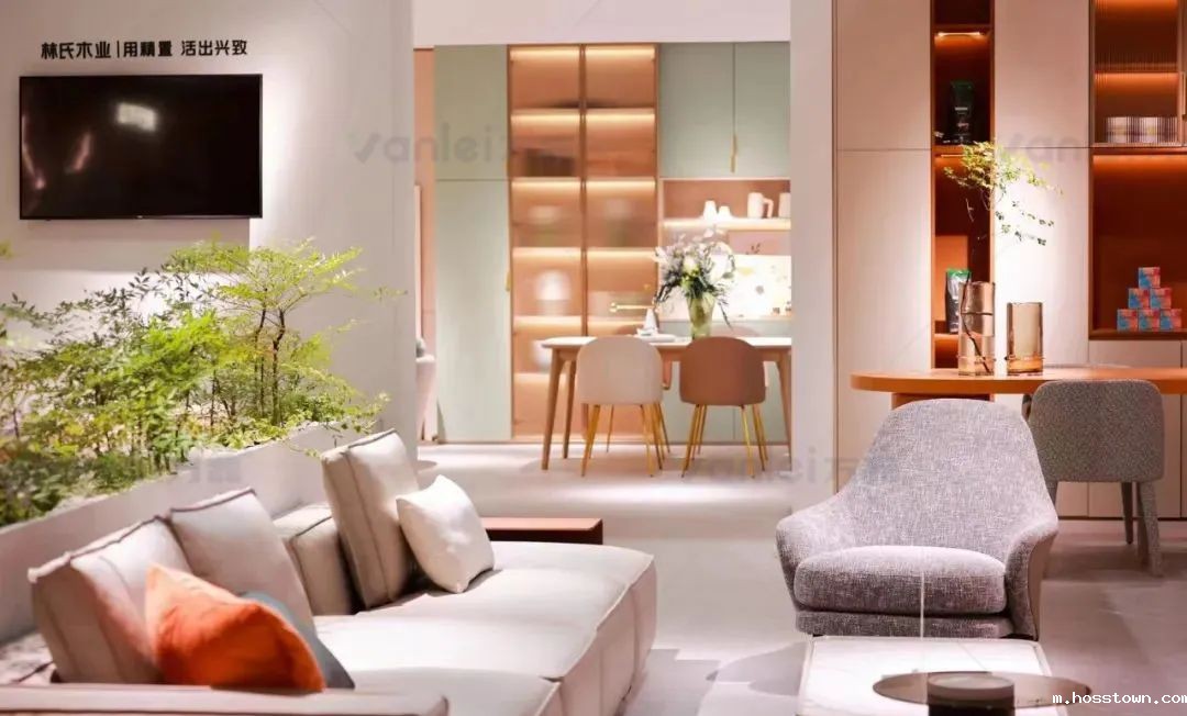 案例赏析 | taptap点点官网入口海藻米洞石为林氏木业全馆增添桃源色彩