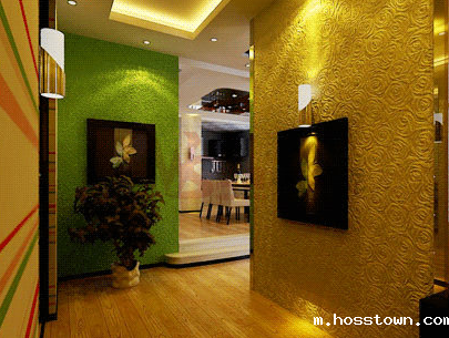  硅藻泥背景墙效果图_走廊过道（2）