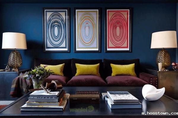 蓝色风格硅藻泥客厅